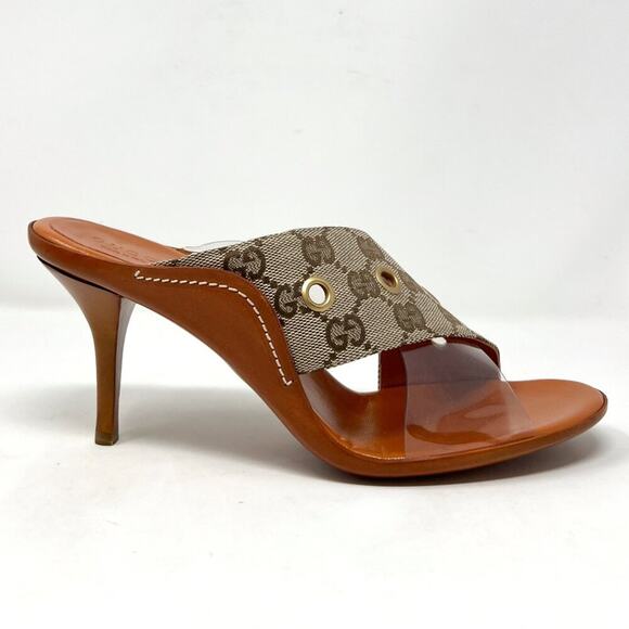 Gucci Monogram Canvas & PVC Slide Sandals – Size 7.5 - Picture 4 of 10